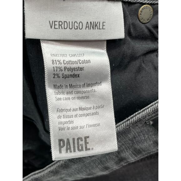 Paige Jeans Womens 30 Black Denim Straight Leg Pockets Verdugo Ankle Stretch - Picture 7 of 8